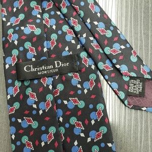 Christian Dior Monsieur Black & Multicolored Patterned Silk Tie - Gently Used